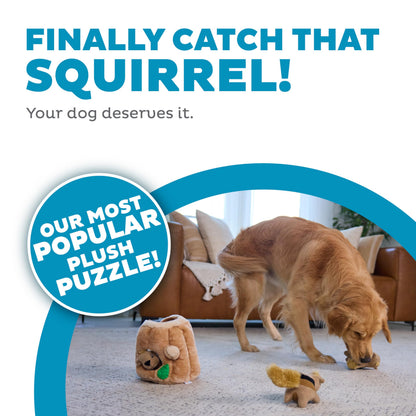 Outward Hound Hide-A-Squirrel Dog Toy Interactive 2‑in‑1 Plush Puzzle