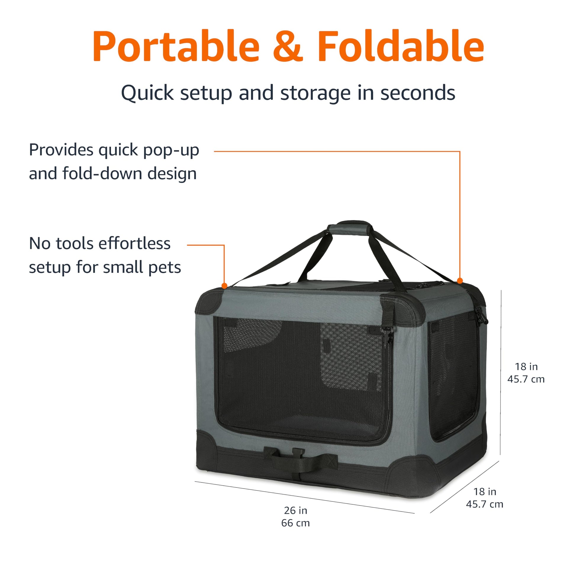 Amazon Basics Portable Folding Soft Dog Crate, 4-Doors, Crate
