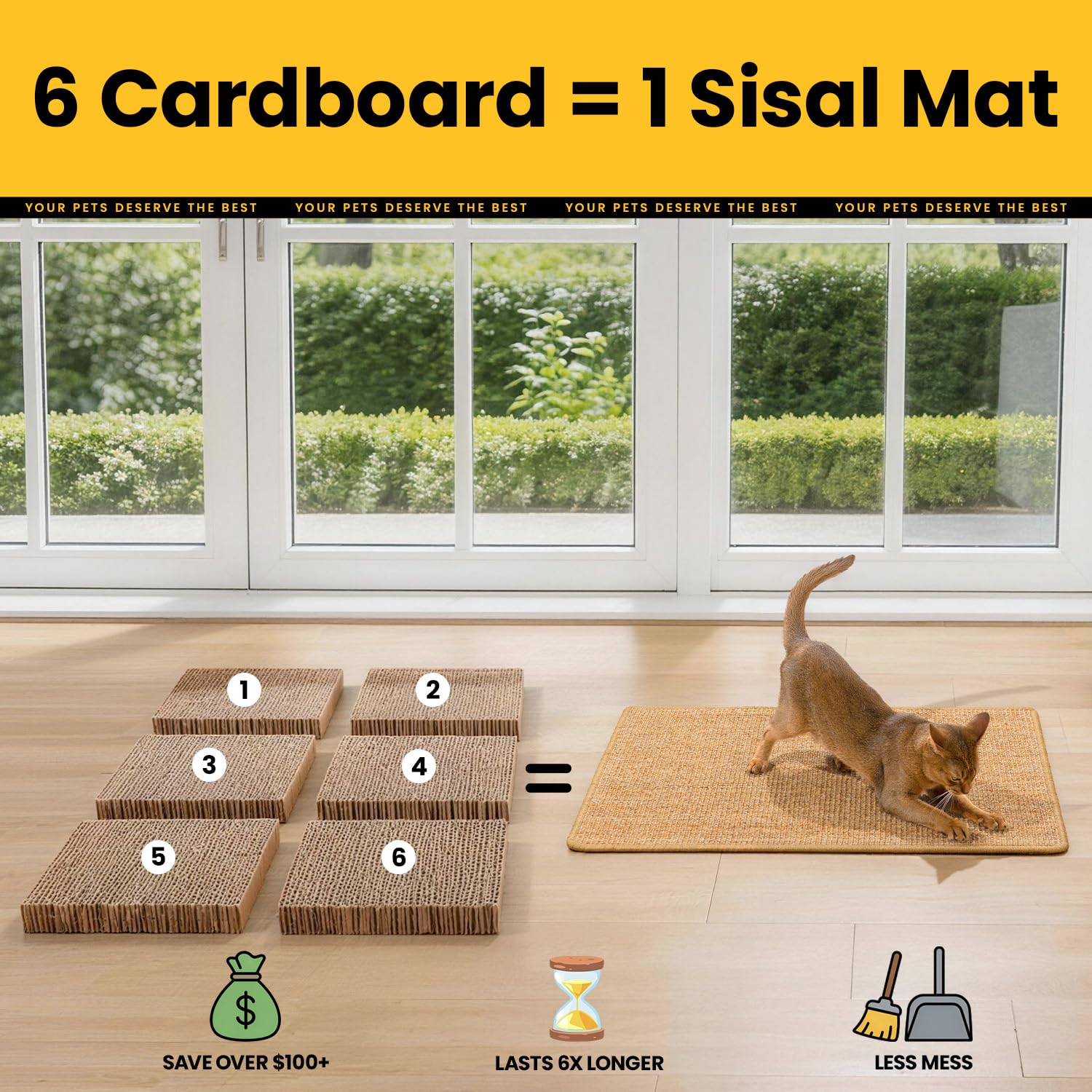 Cat Scratcher Mat,Sisal Cat Scratch Pad with Hook&Loop Tape,Wall Pad