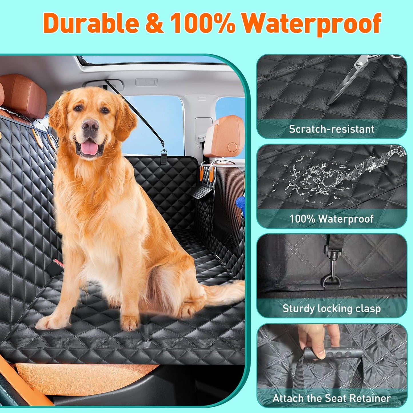HikeSeptPals Ultra Thick Hard Bottom Dog Car Seat Cover for Back Seat