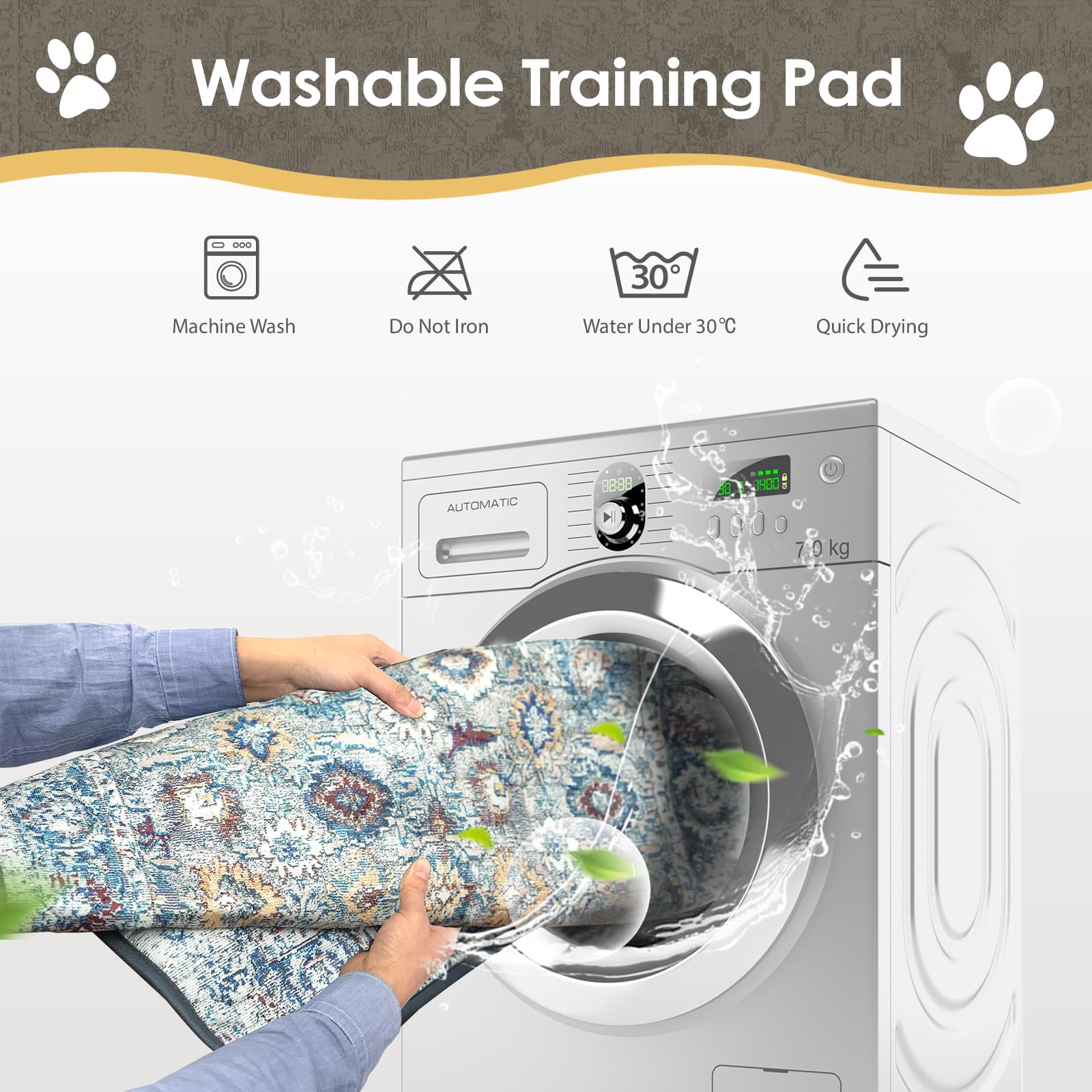 SCLOSE Washable Pee Pad for Dogs 2 Pack, 36" x 36" Reusable Puppy Mat
