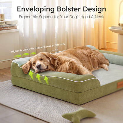 CWAWZ Dog Beds for Large Dogs, Orthopedic Dog Bed with Cooling Gel Bed