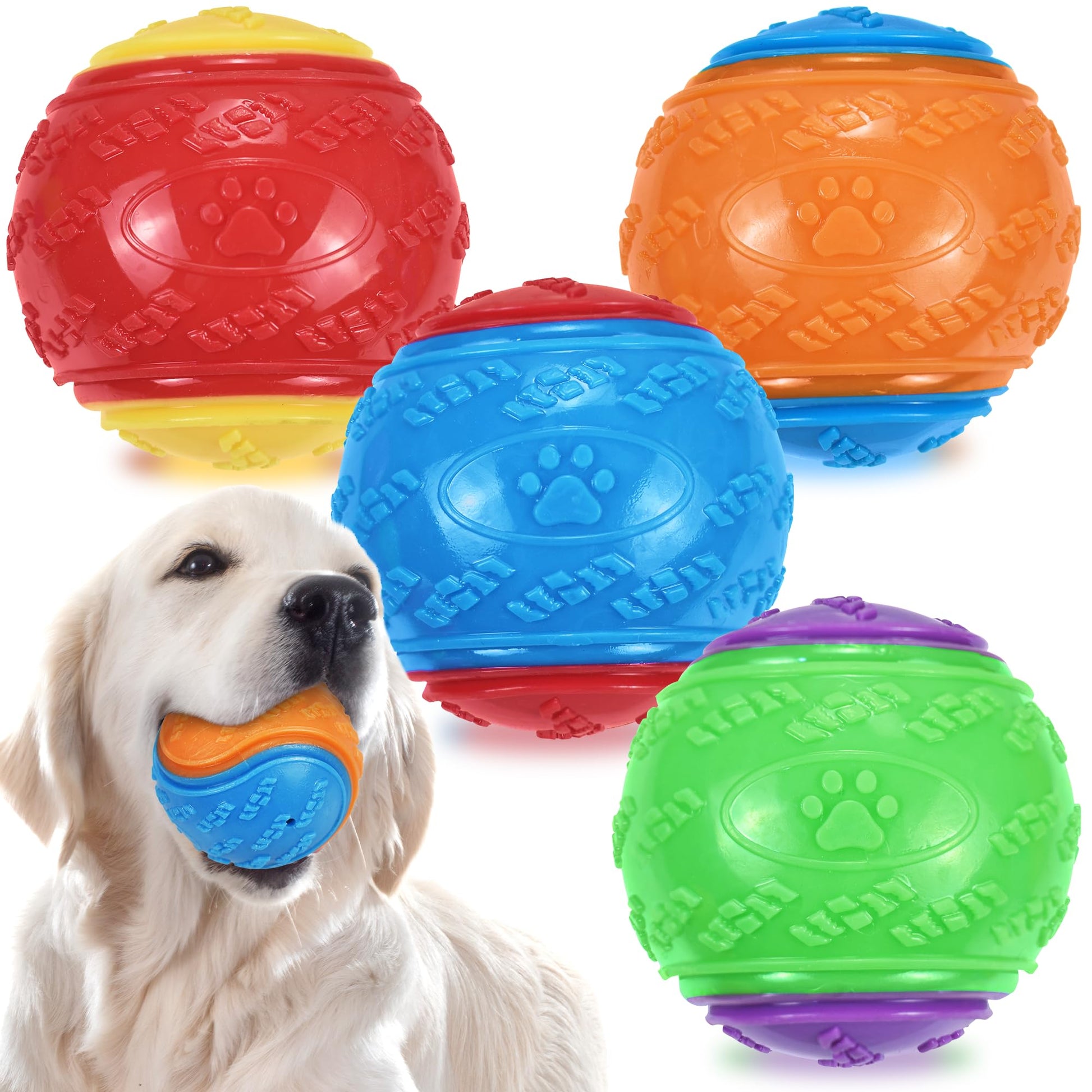 LECHONG Squeaky Dog Balls Toys for Training, Dog Toys to Keep Chew
