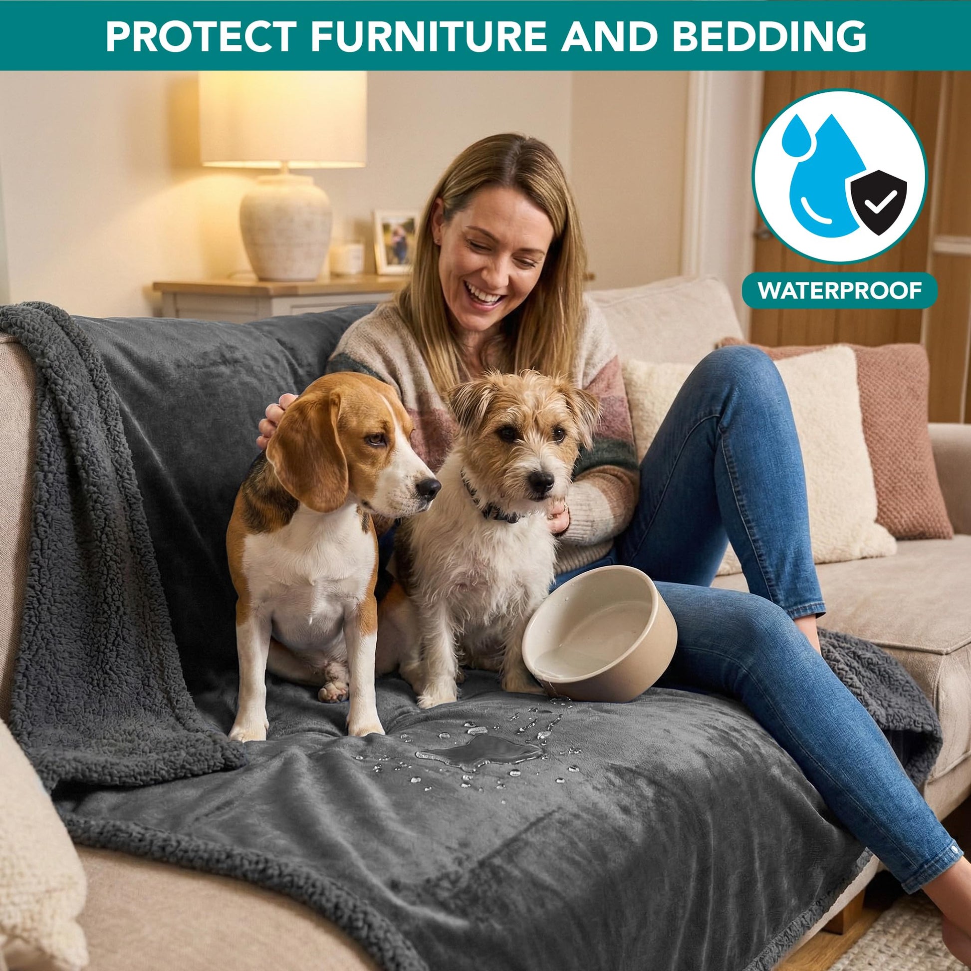PetAmi Waterproof Dog Blanket for Couch, Extra Large 80x60, Pee Crate
