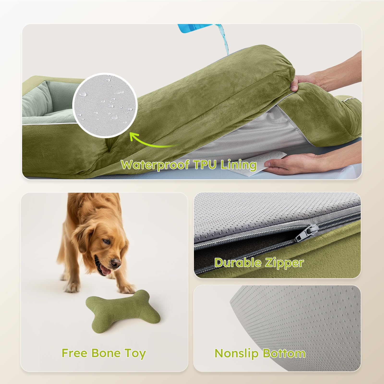 CWAWZ Dog Beds for Large Dogs, Orthopedic Dog Bed with Cooling Gel Bed