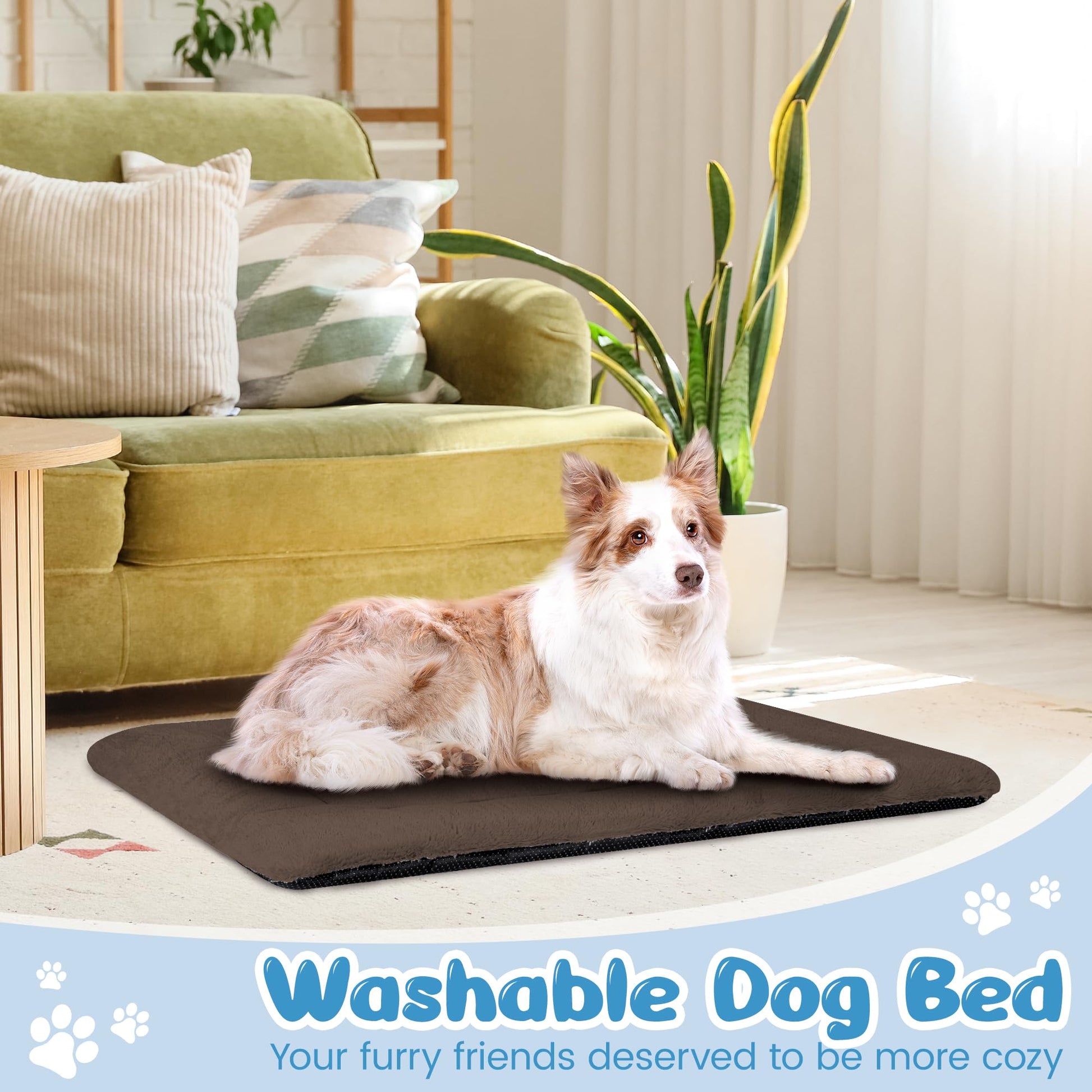 ZENGAOOU Dog Crate Pad, Machine Washable Plush Dog Crate Mat