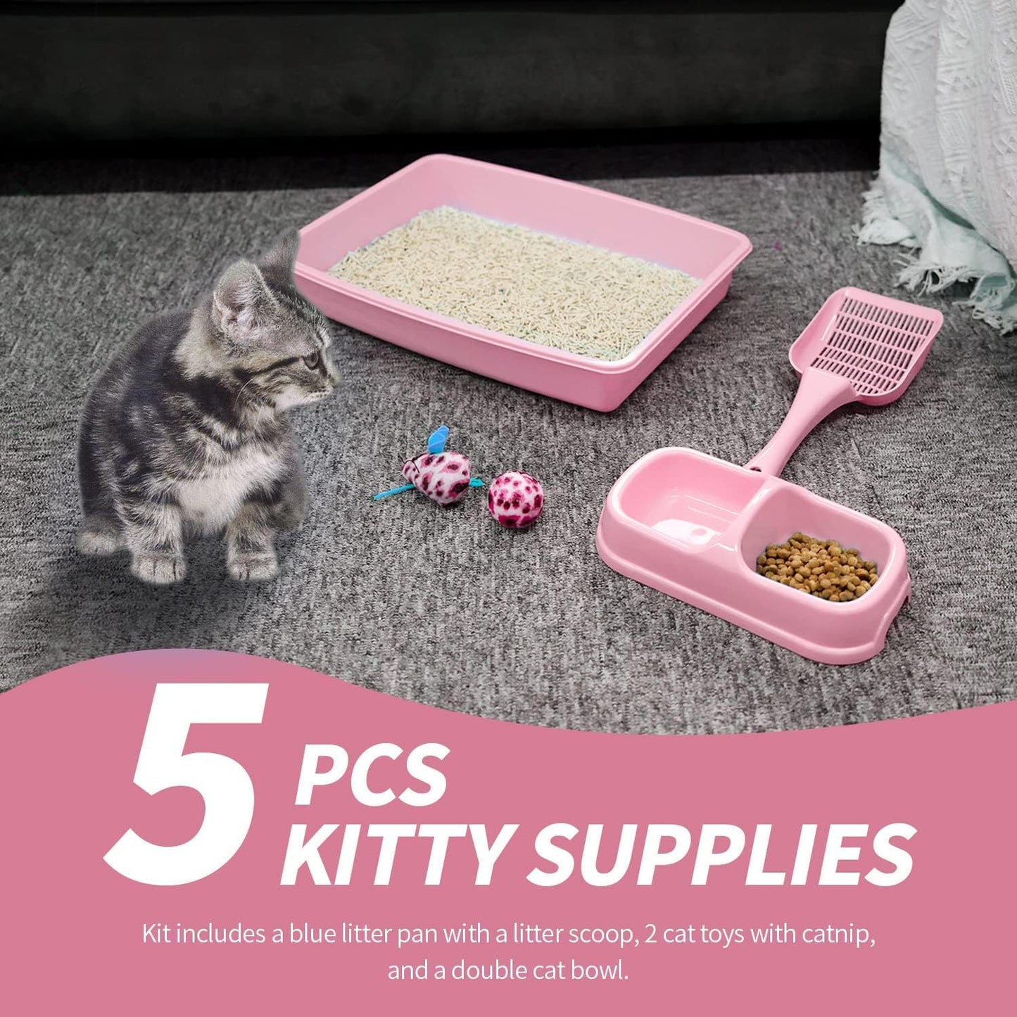 PAWISE Cat Litter Box Set, Small Kitten Starter Kit, Includes Litter
