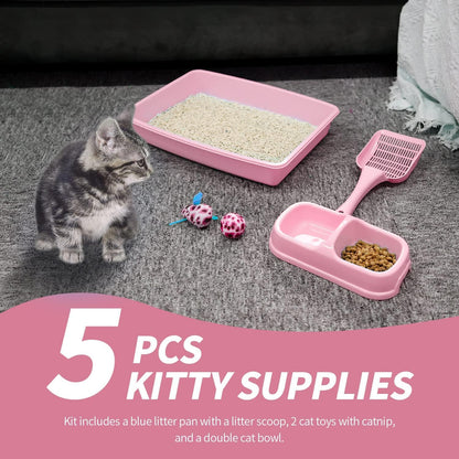 PAWISE Cat Litter Box Set, Small Kitten Starter Kit, Includes Litter