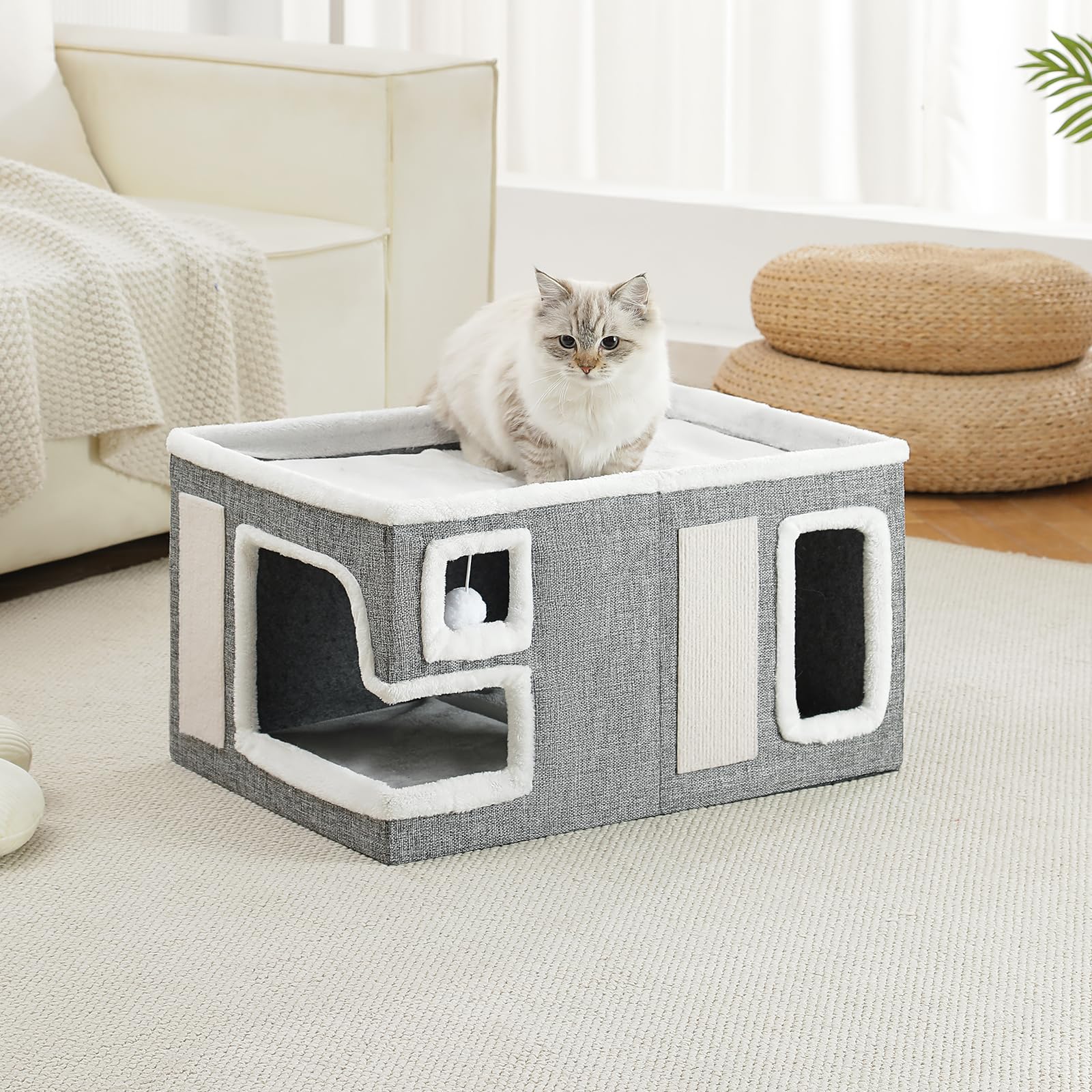 Crispedia Large Cat Houses for Indoor Cats, Extra Wide Cat Cave Bed
