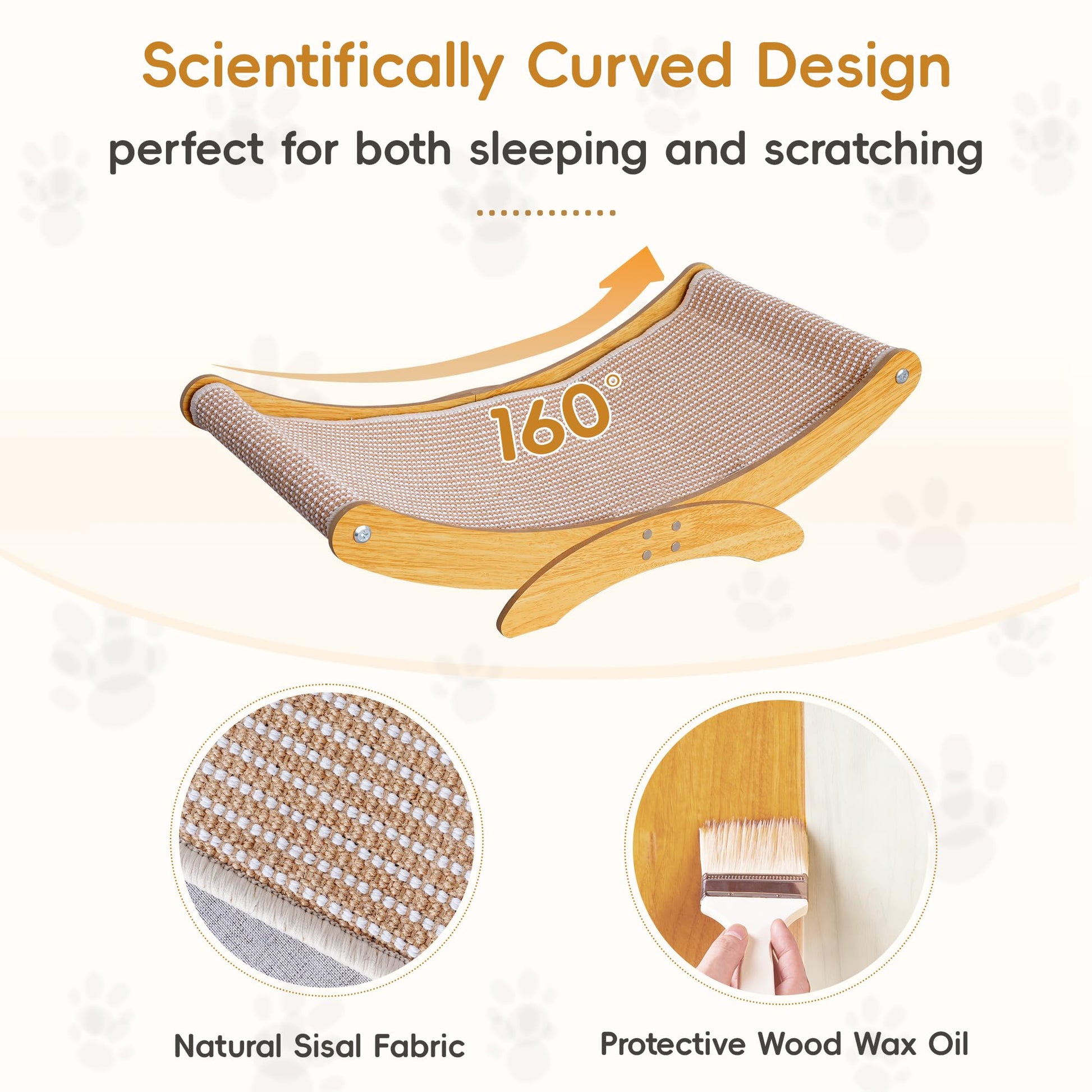 AROPEME Cat Scratcher Bed for Indoor Cats 23.6" Large Natural Pad