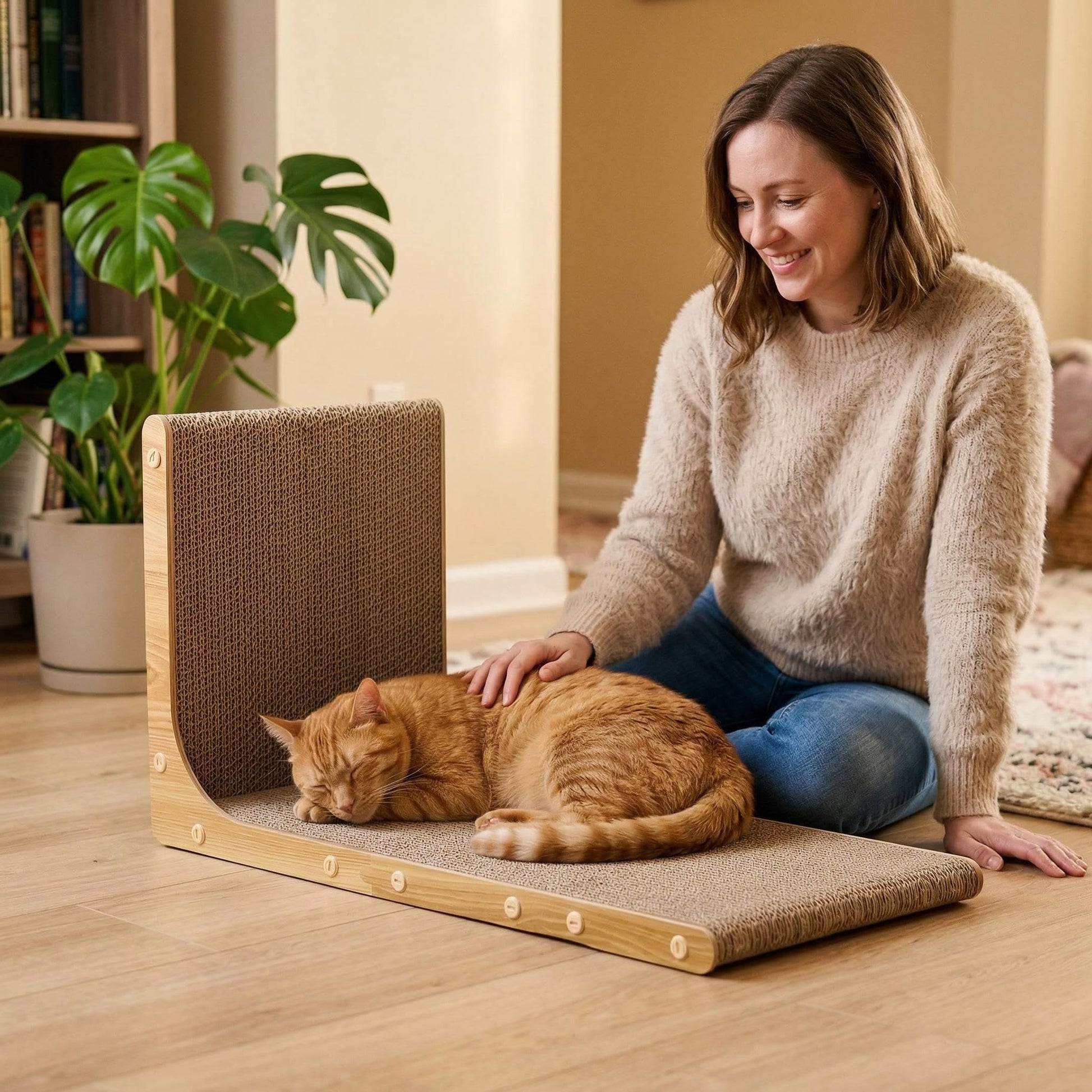 SMARTBEAN 3-Pack Cardboard Cat Scratcher for Indoor Cats, L Board