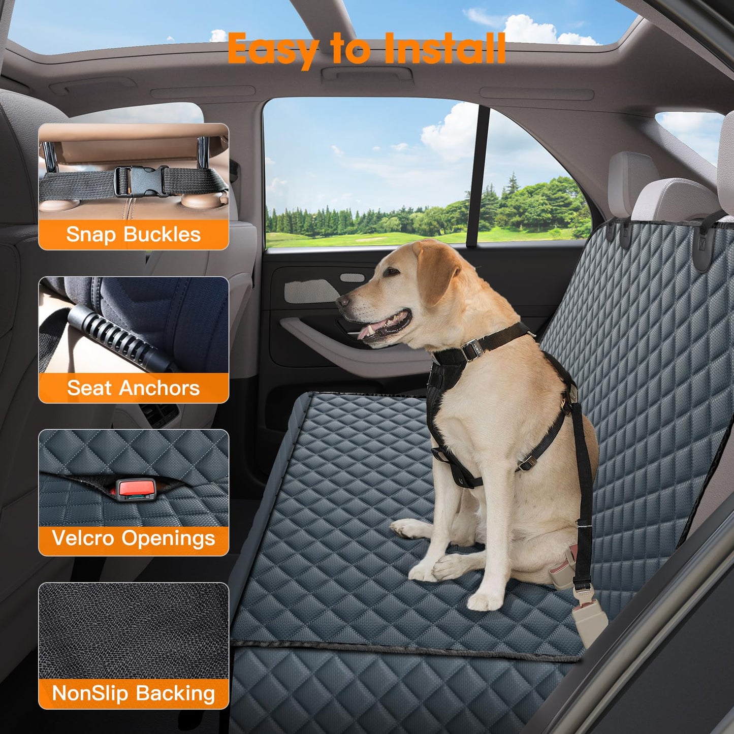 MIXJOY Dog Car Cover for Back Seat Cover Protector Waterproof Dog Seat