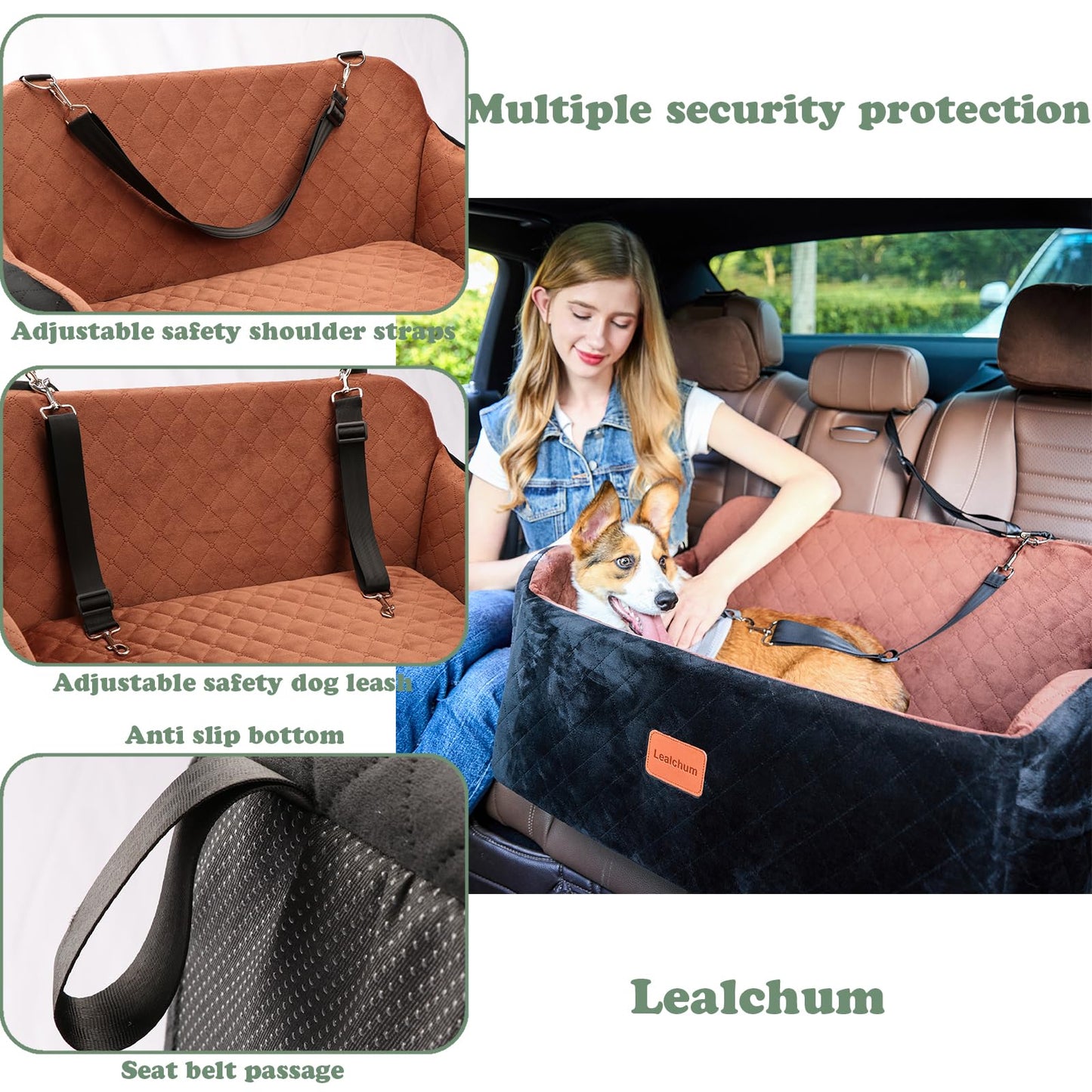 Lealchum Dog Car Seat for Medium Sized Dog,Car Dog Bed with Seat