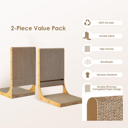 EHEYCIGA 2-Pack Cat Scratcher, L-Shaped Cardboard Scratch Pad