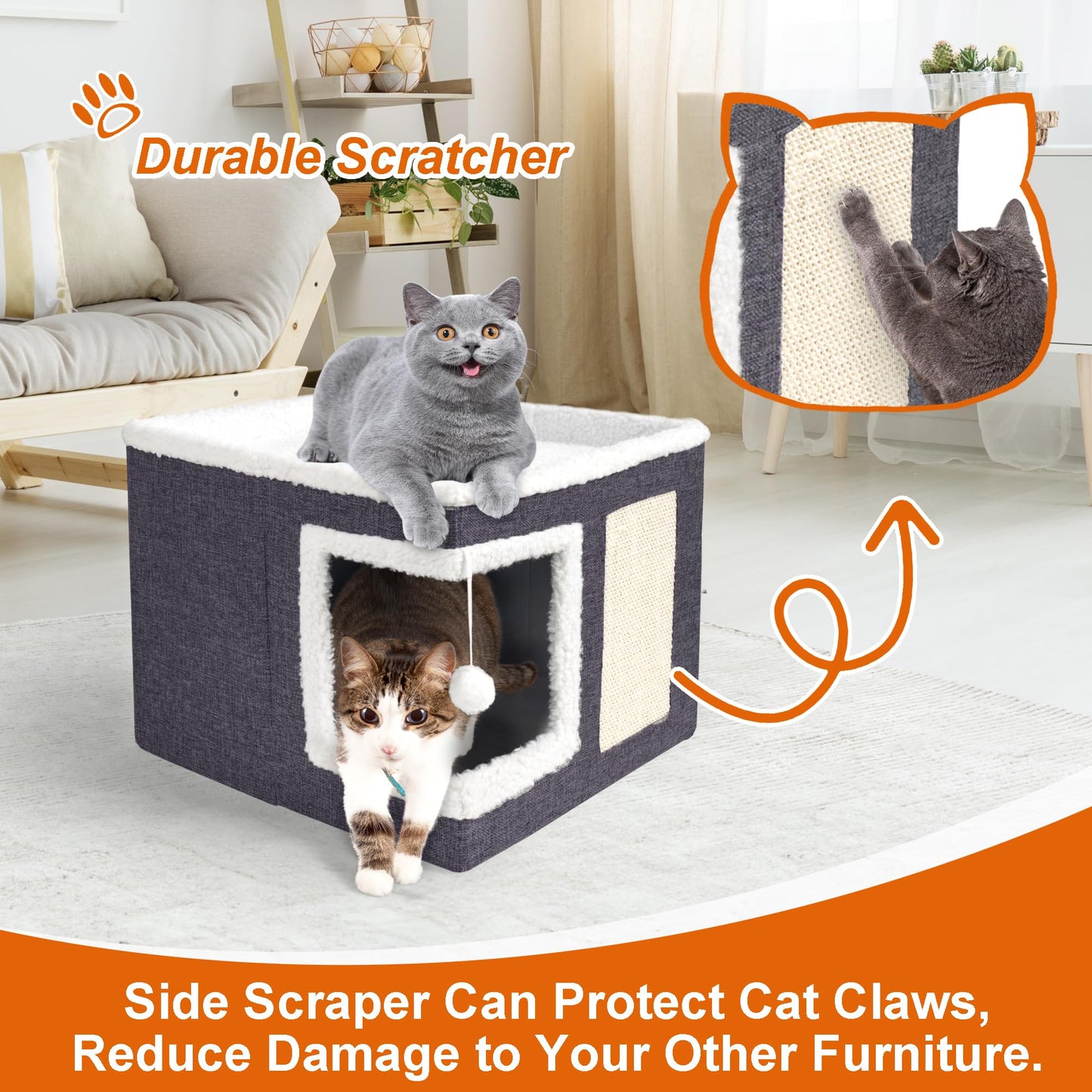 Loyareal Cat Houses for Indoor Cats Large Cat Bed Cave with Bed
