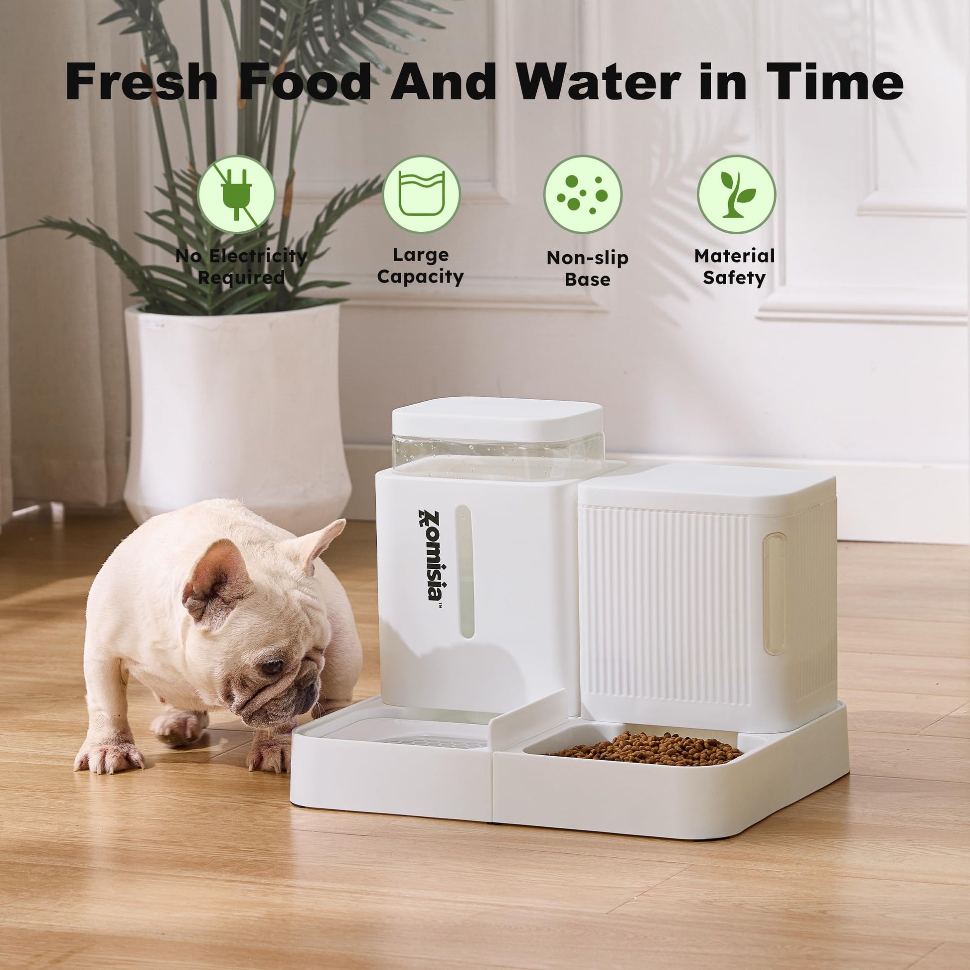 ZOMISIA Gravity Dog Food and Water Dispenser, 1 Automatic Dog Feeder