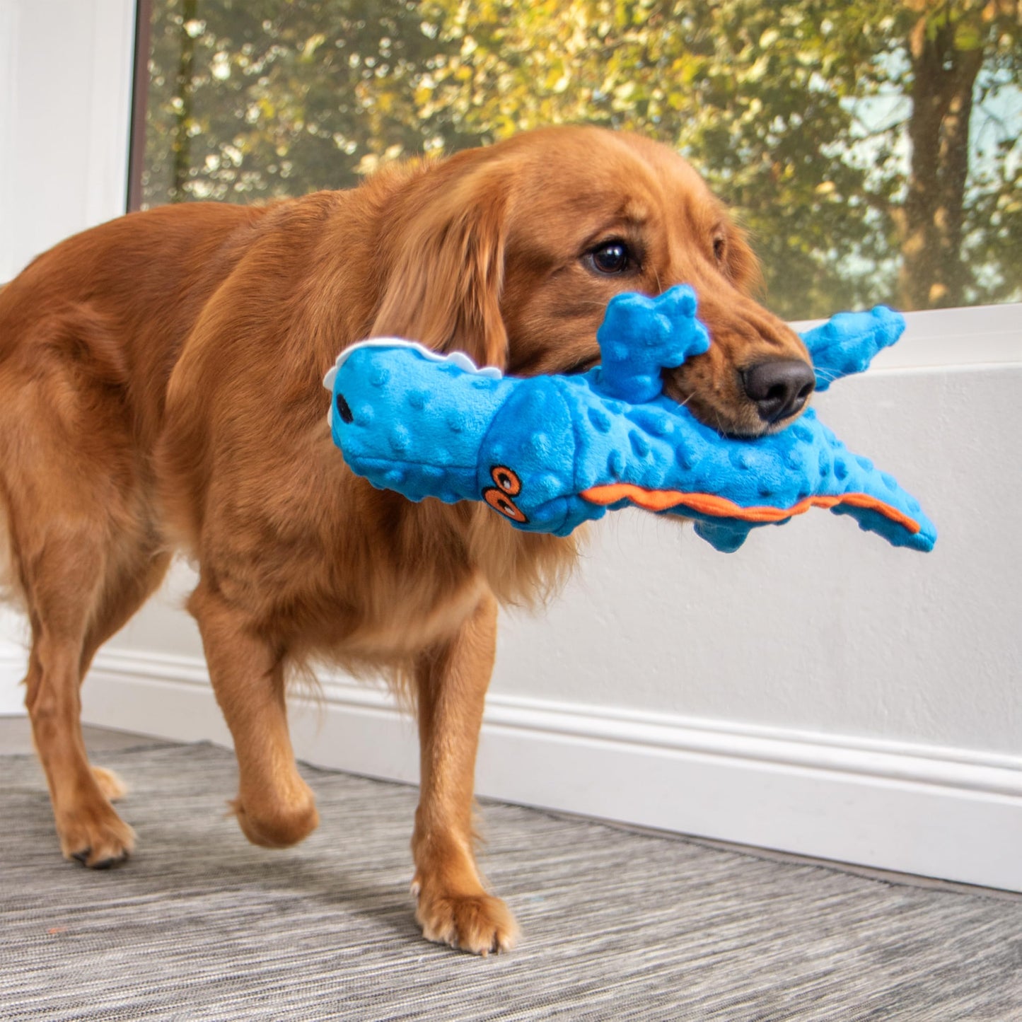 goDog Gators Squeaky Plush Dog Toy with Chew Guard Technology, Plush