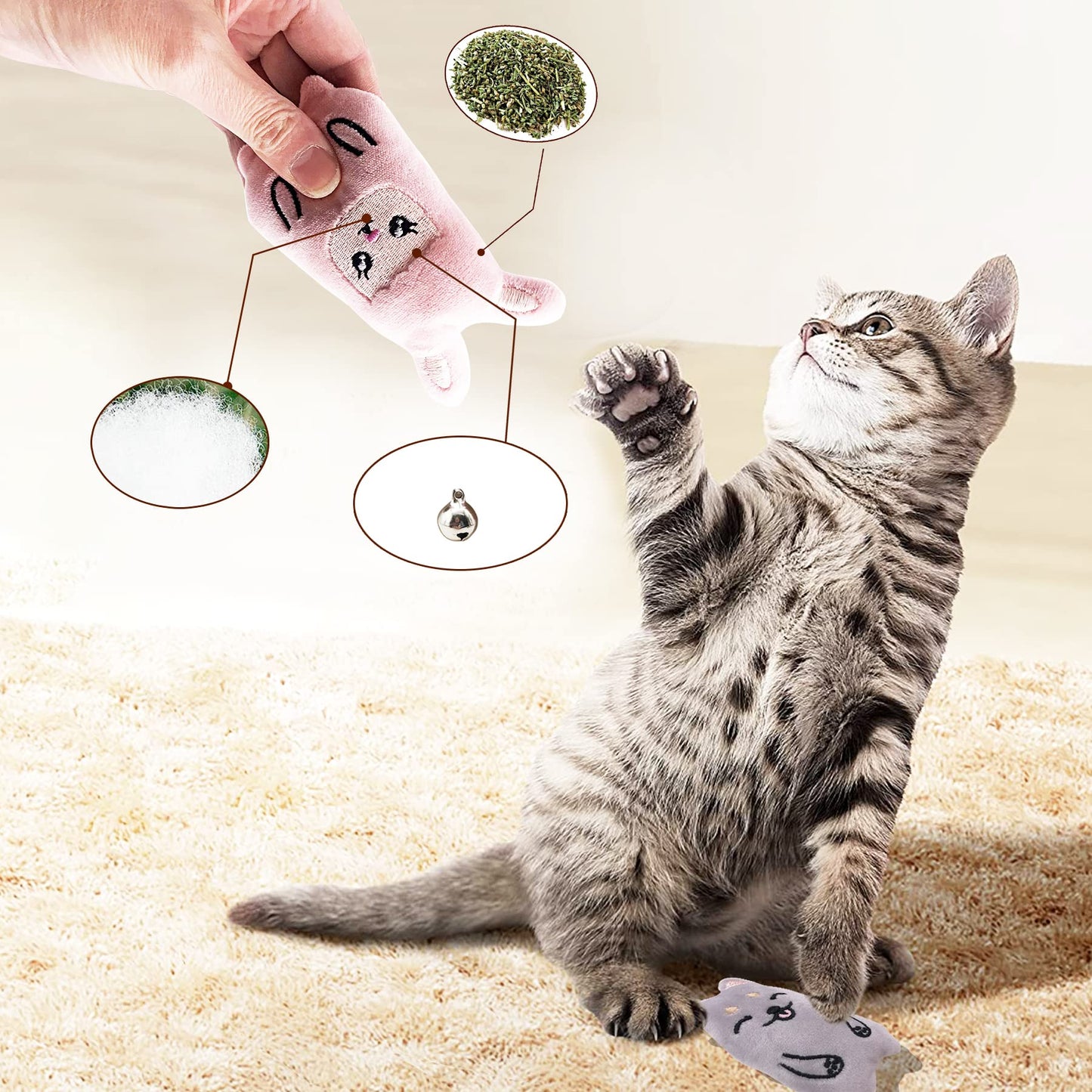 Pai Sence Cat Toys for Indoor Cats Kittens Interactive Pillow Catnip