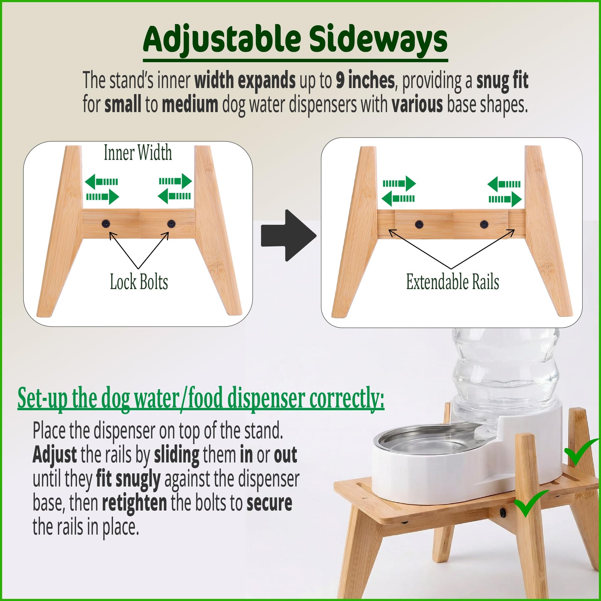Dog Water Bowl Dispenser Stand for Medium Breeds Elevated Raised Bowl