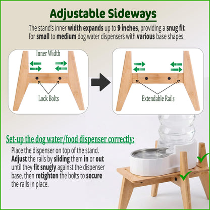 Dog Water Bowl Dispenser Stand for Medium Breeds Elevated Raised Bowl