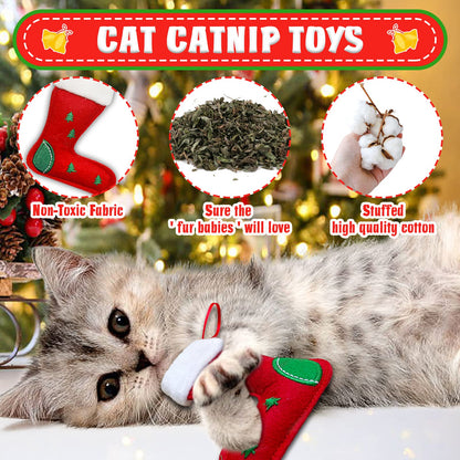 Lepawit Cat Christmas Stocking, 10 Pack Gifts for Christmas Catnip