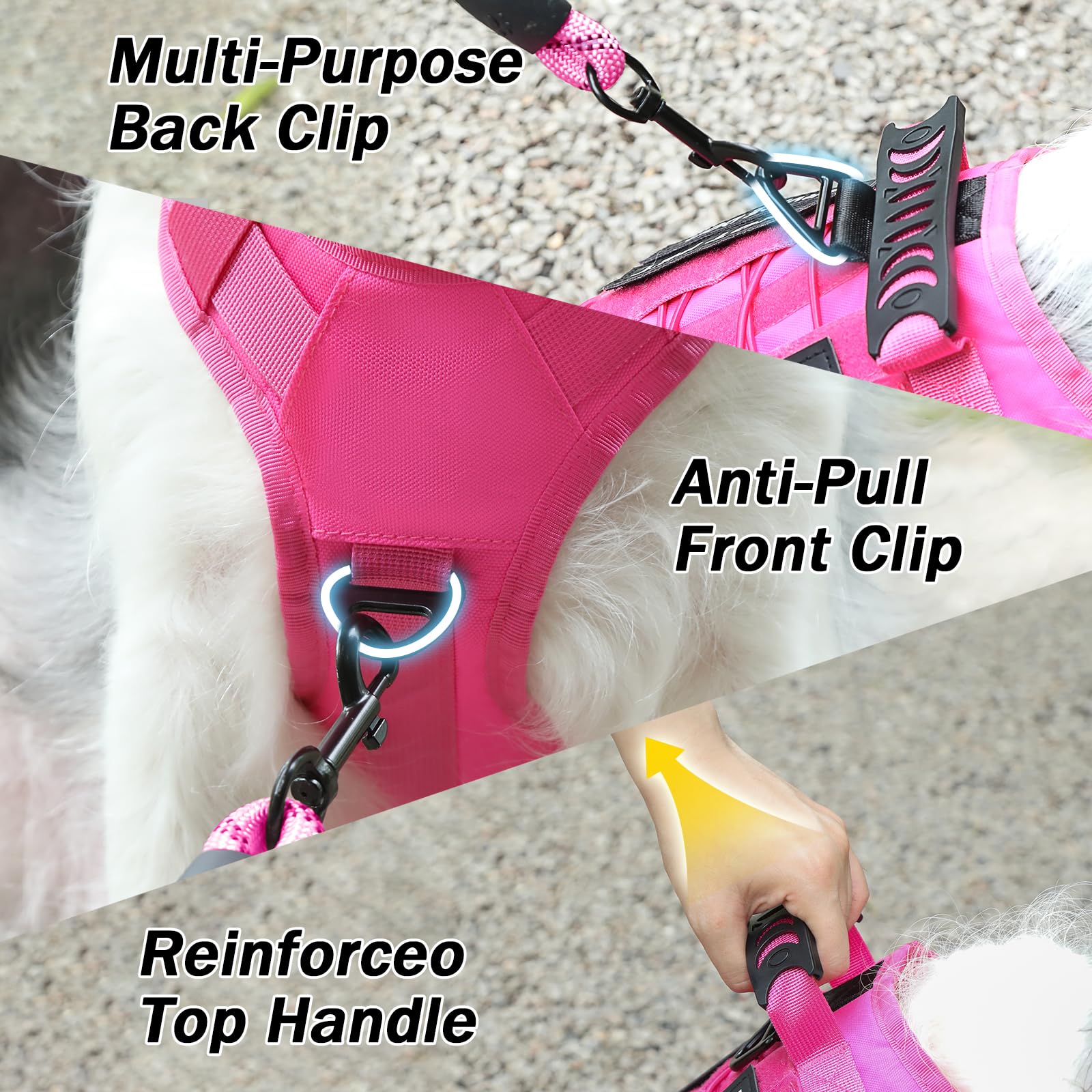 Yungaspy No Pull Tactical Dog Harness for Small Dogs, Escape Proof Set
