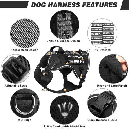 WINSEE Service Dog in Training Mesh Harness with 10 Pet Harness