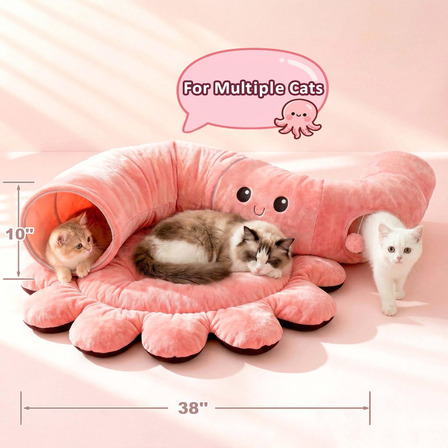 VIEFIN Cat Tunnel Bed with 20 Cat Toys, Collapsible Play Tunnel