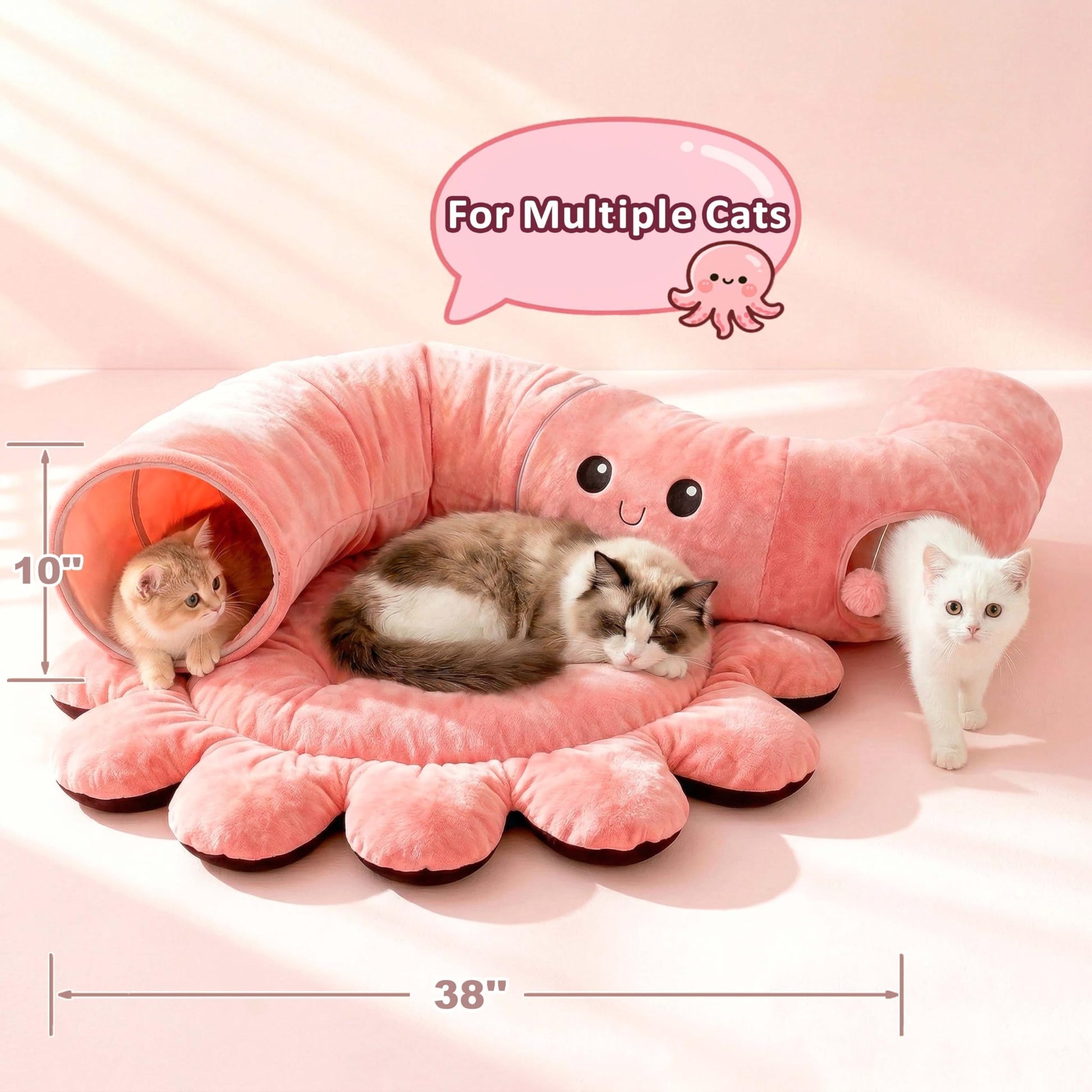 VIEFIN Cat Tunnel Bed with 20 Cat Toys, Collapsible Play Tunnel