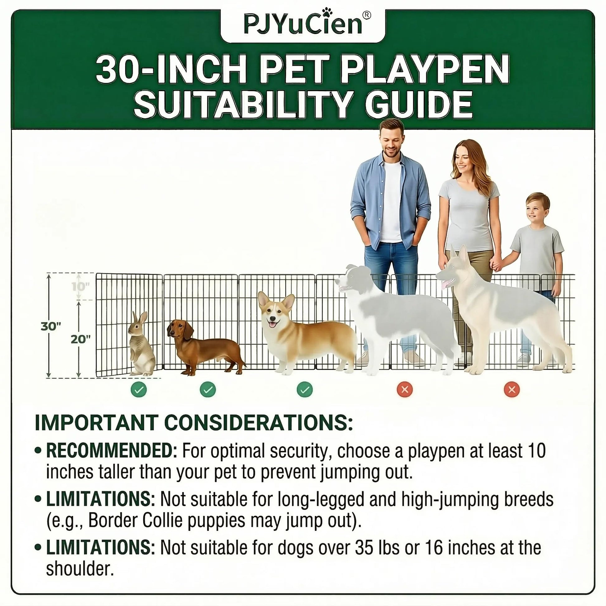 PJYuCien Dog Playpen with Top Cover and Bottom Pad Metal Cover