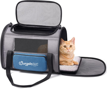 BurgeonNest Cat Carrier, Airline Approved Dog Carrier, Soft Sided Bag