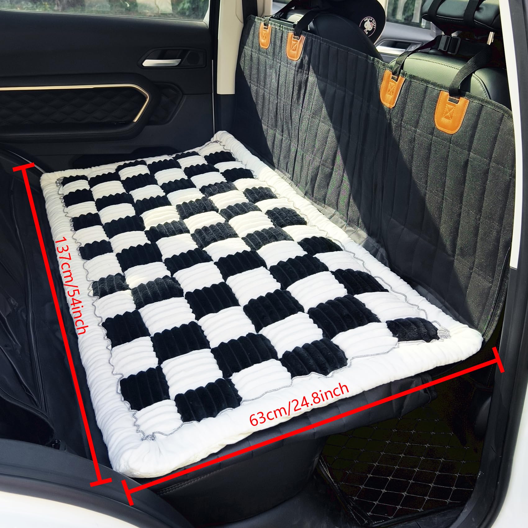 AEEISHOMEREFORM Backseat Pet Bed Mat, Truck Plaid Dog Bed for Car Seat