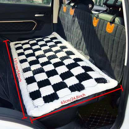 AEEISHOMEREFORM Backseat Pet Bed Mat, Truck Plaid Dog Bed for Car Seat