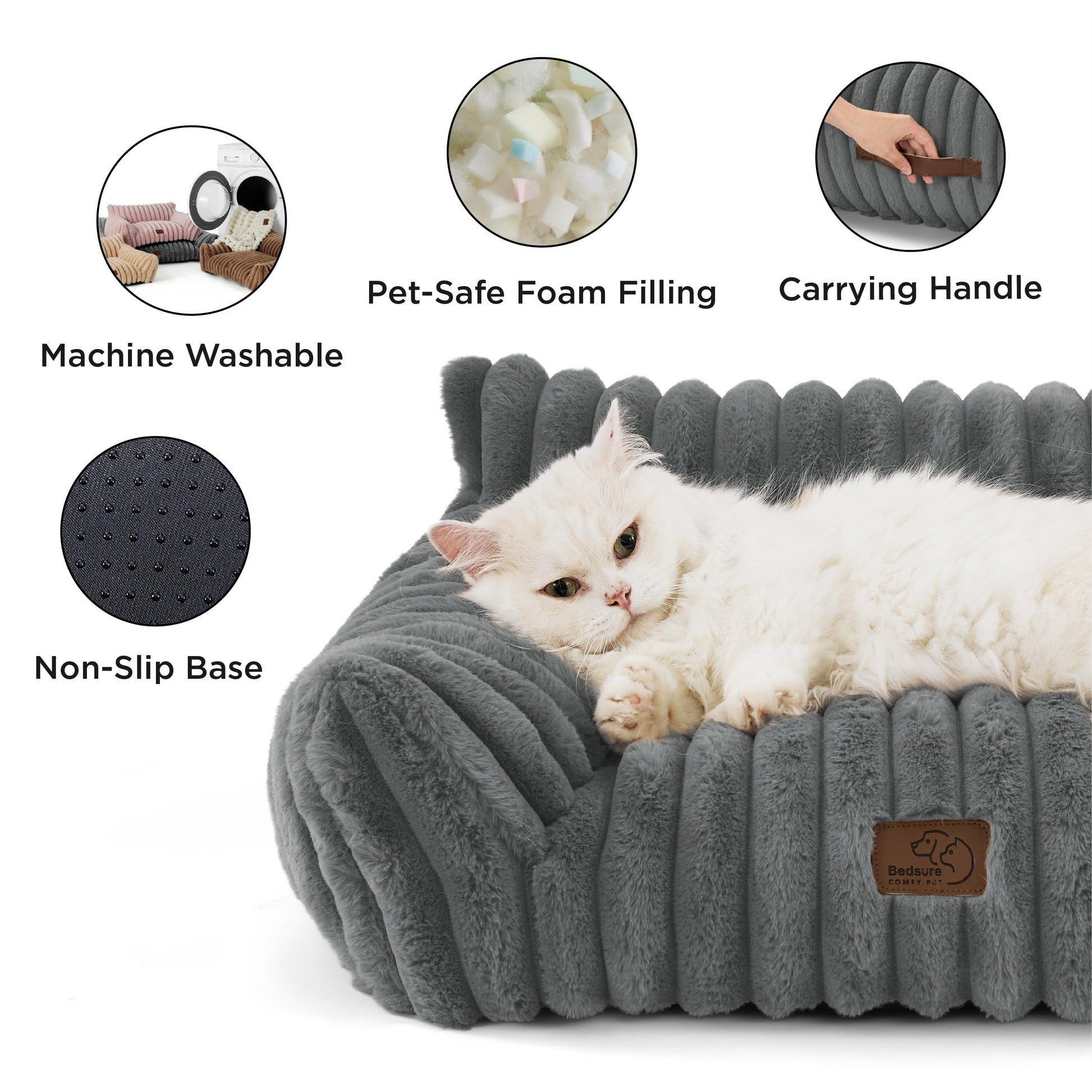Bedsure ComfyFleece Cat Couch for Pets Fluffy Cat Sofa