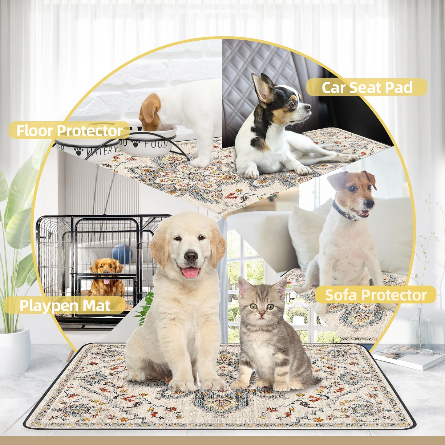 SCLOSE Washable Pee Pads for Dogs 2 Pack, 36" x 24" Reusable Puppy Mat