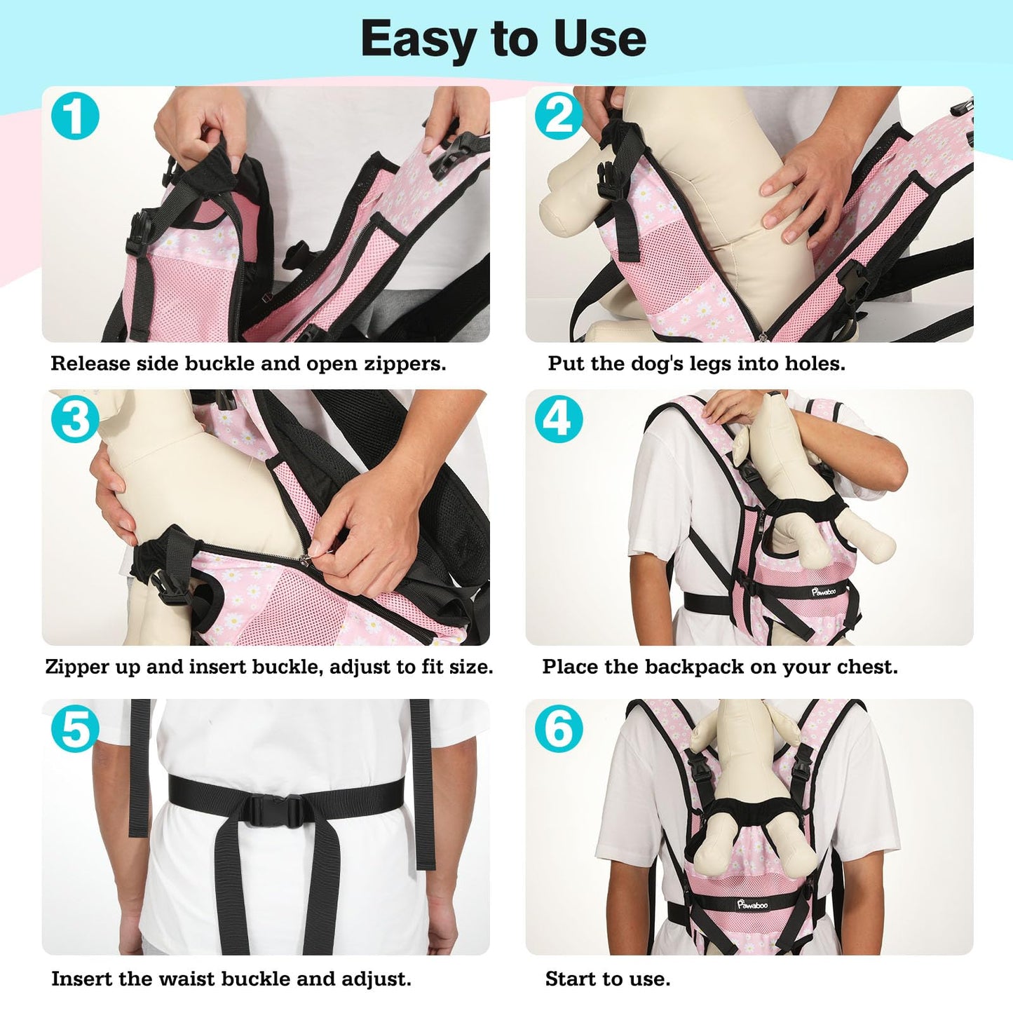 Pawaboo Pet Dog Front Carrier Backpacks, Legs Out Pet Carrier