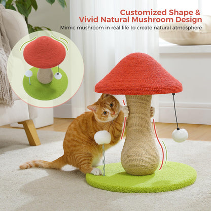 PETEPELA Mushroom Cat Scratching Post, Cat Scratcher Cute with Toy