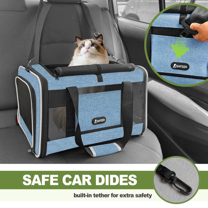 GAPZER Cat Carrier 18 x 11 x 11 Top Loading Soft-Sided Pet Travel Bag