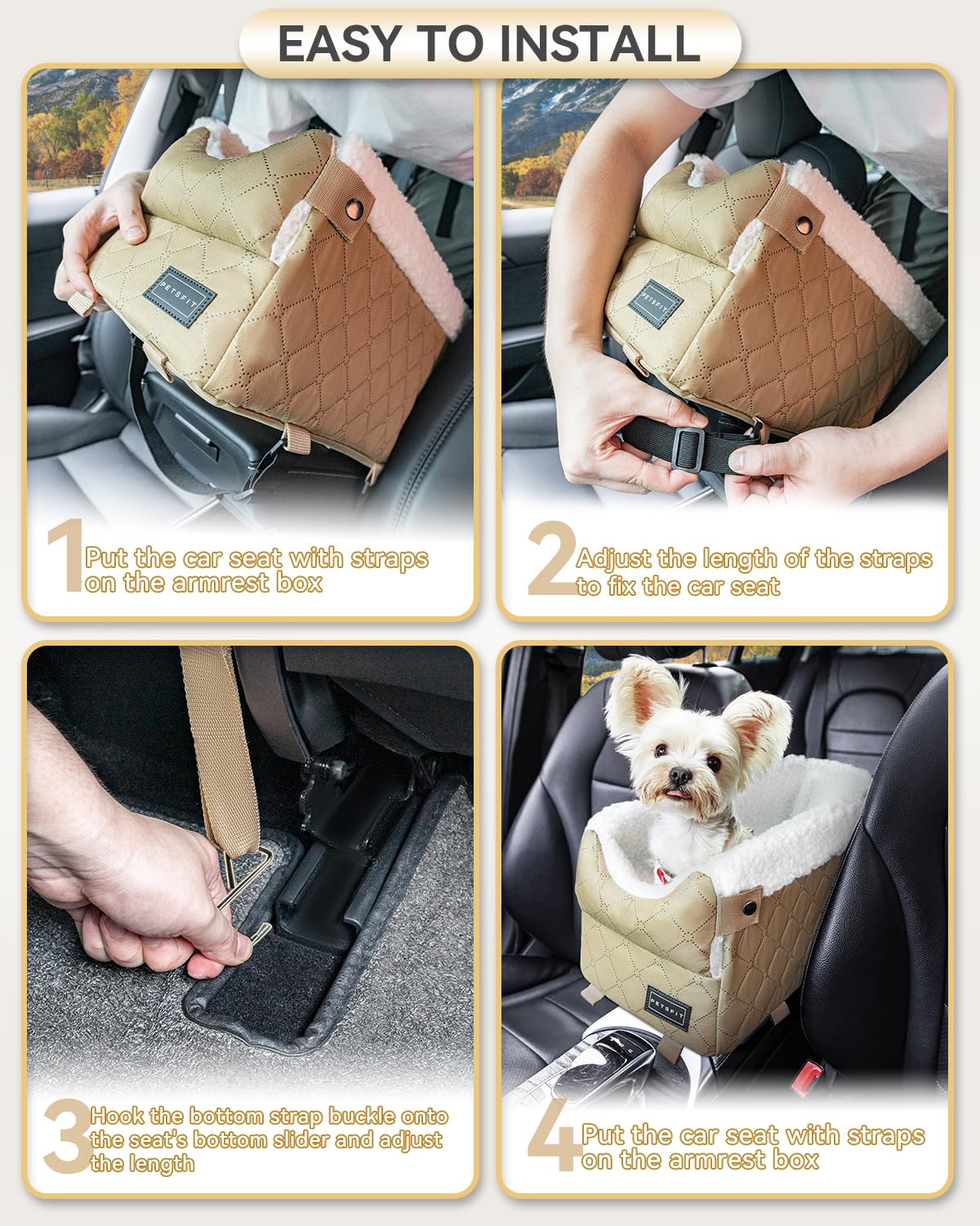 PETSFIT Dog Car Seats for Small Dogs with Safe Protection Hooks, Seat