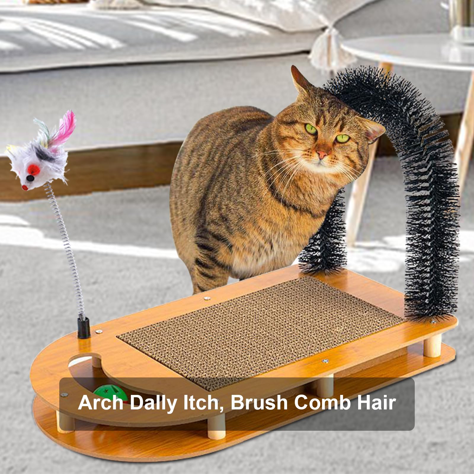 5-in-1 Multifunctional Cardboard Cat Scratcher,Cat Hair Brush Catnip