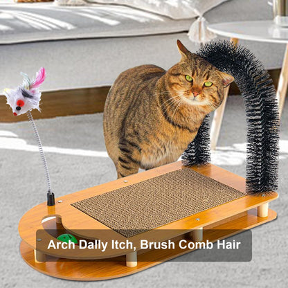5-in-1 Multifunctional Cardboard Cat Scratcher,Cat Hair Brush Catnip