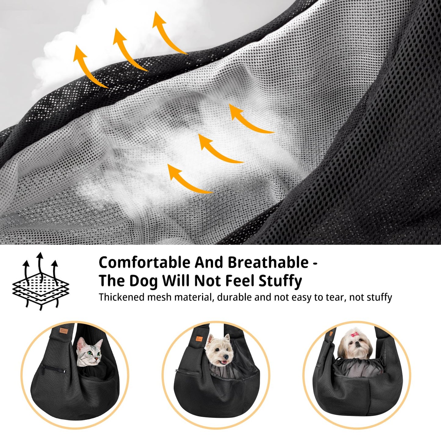 CUBY Dog and Cat Sling Carrier Adjustable Breathable Mesh Tote