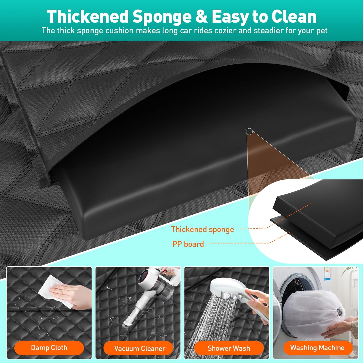 HikeSeptPals Ultra Thick Hard Bottom Dog Car Seat Cover for Back Seat