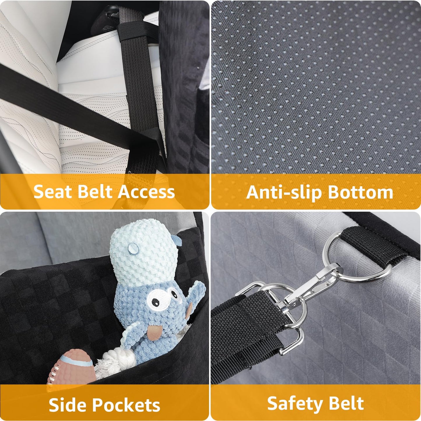 PETICON Waterproof Dog Car Seat for Small Medium Dogs, Memory Seat