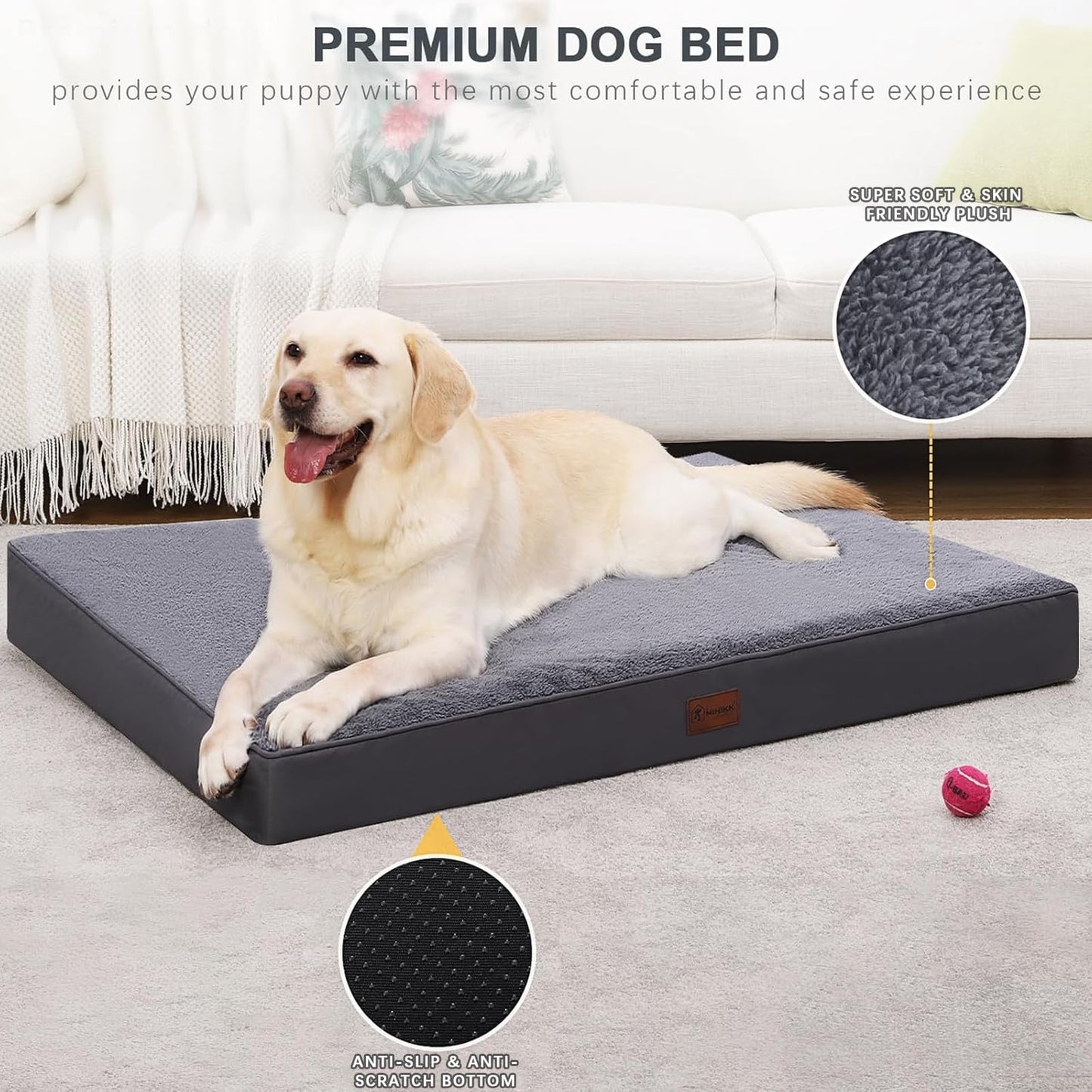 MIHIKK Waterproof Dog Bed Medium Size Dog Orthopedic Dog Beds