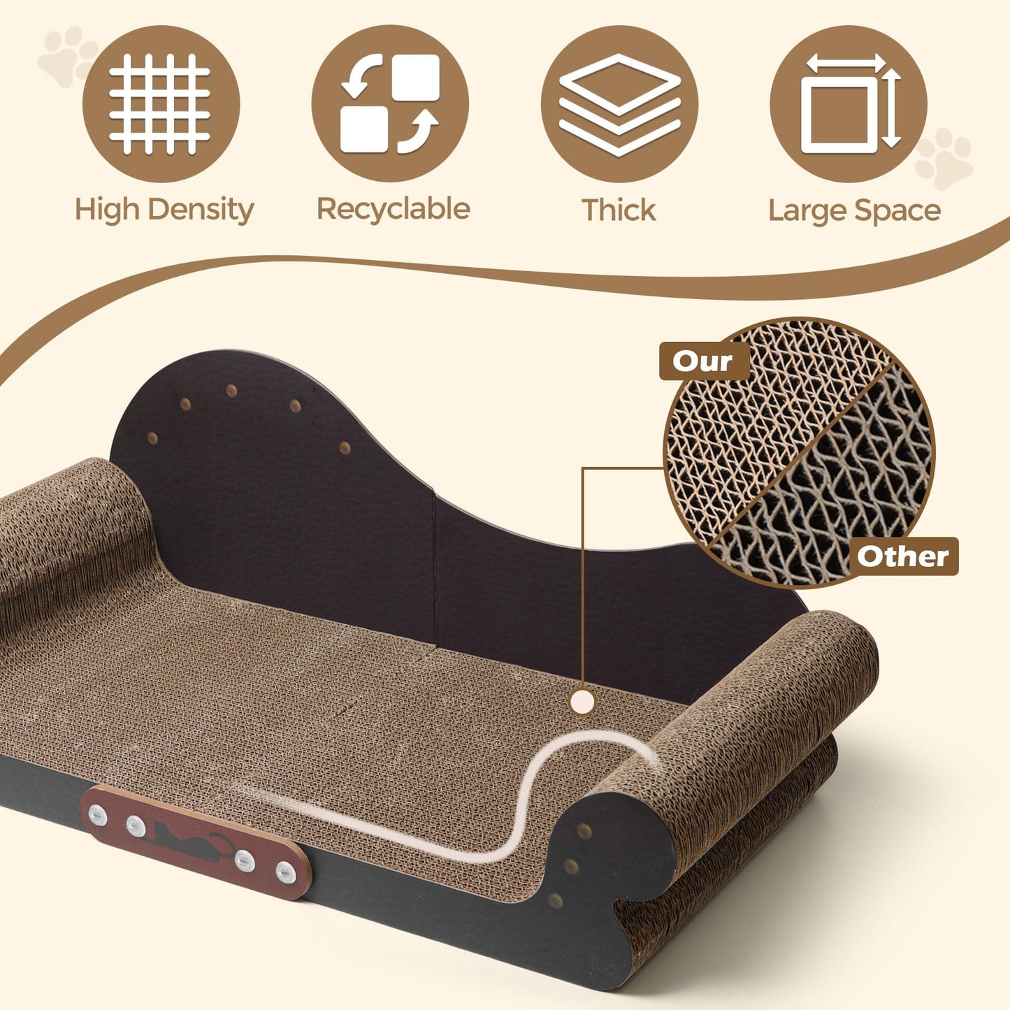 ComSaf Large Cat Scratcher Bed 26" Cat Scratching Board Cat Board