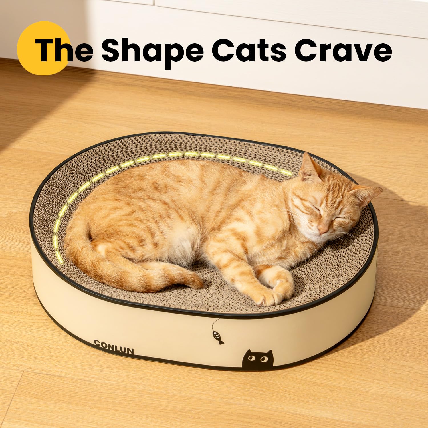 Conlun Large Oval Cat Scratcher Bowl, Cardboard Cat Scratching Pad