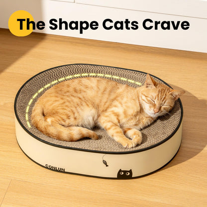 Conlun Large Oval Cat Scratcher Bowl, Cardboard Cat Scratching Pad