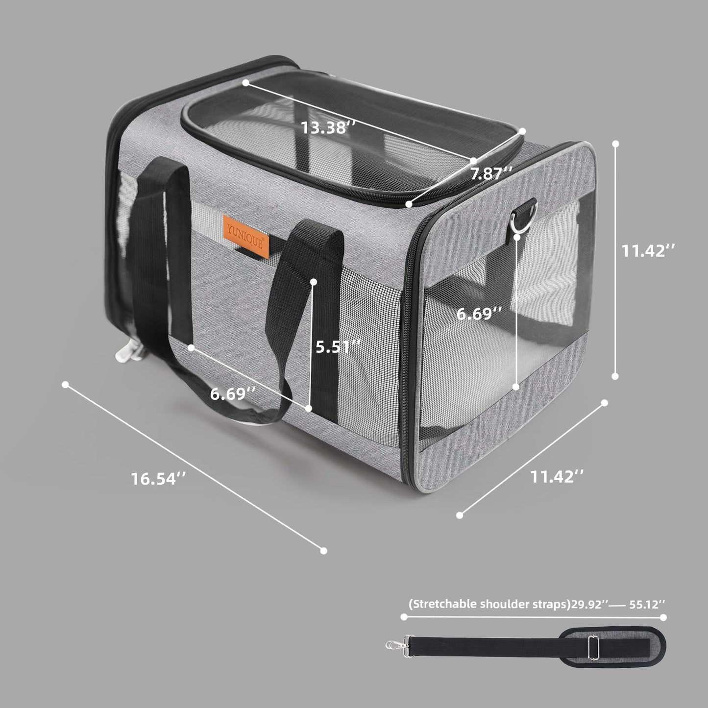 YUNIQUE Soft-Sided Cat Dog Carrier for Pets Up to Airline Carrier
