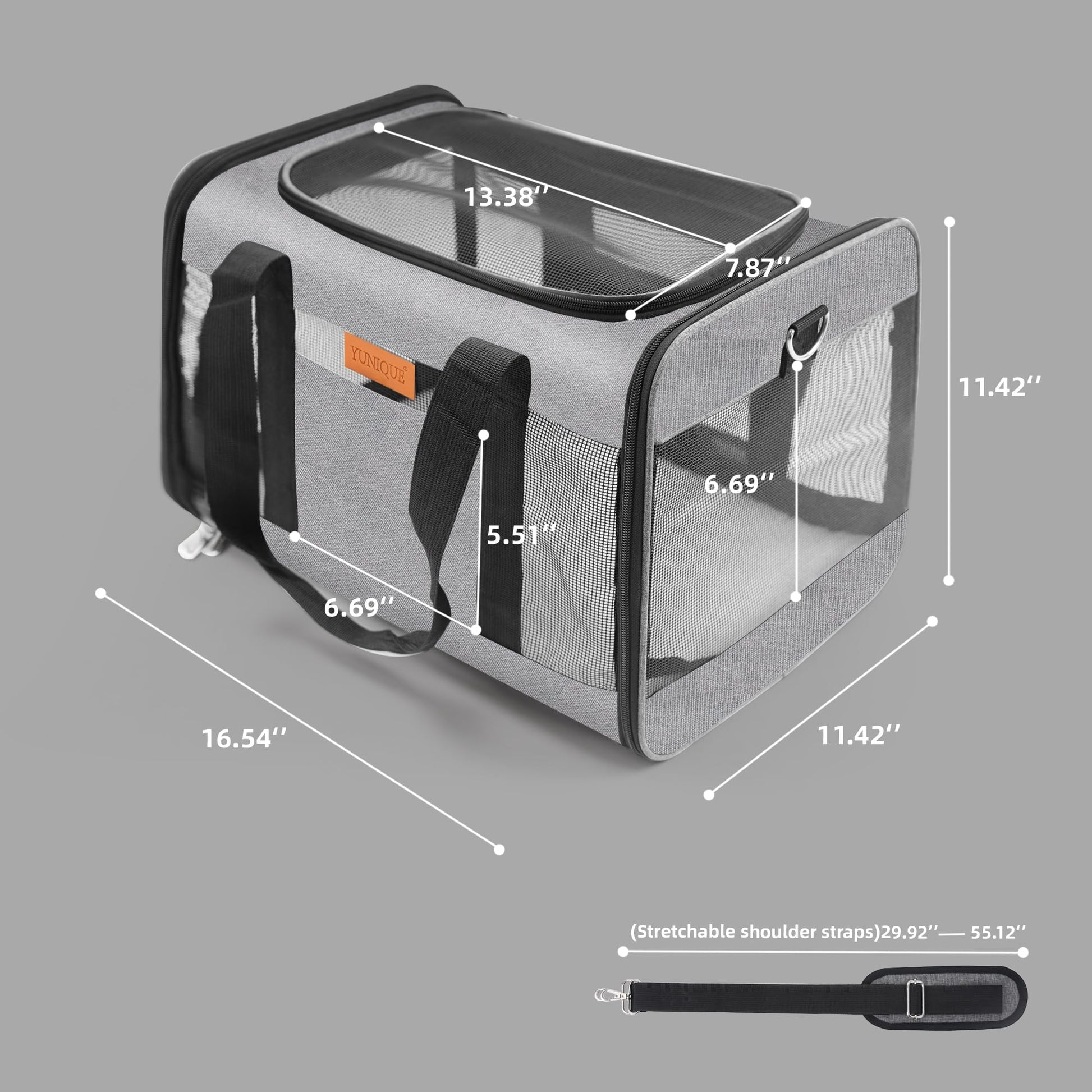 YUNIQUE Soft-Sided Cat Dog Carrier for Pets Up to Airline Carrier